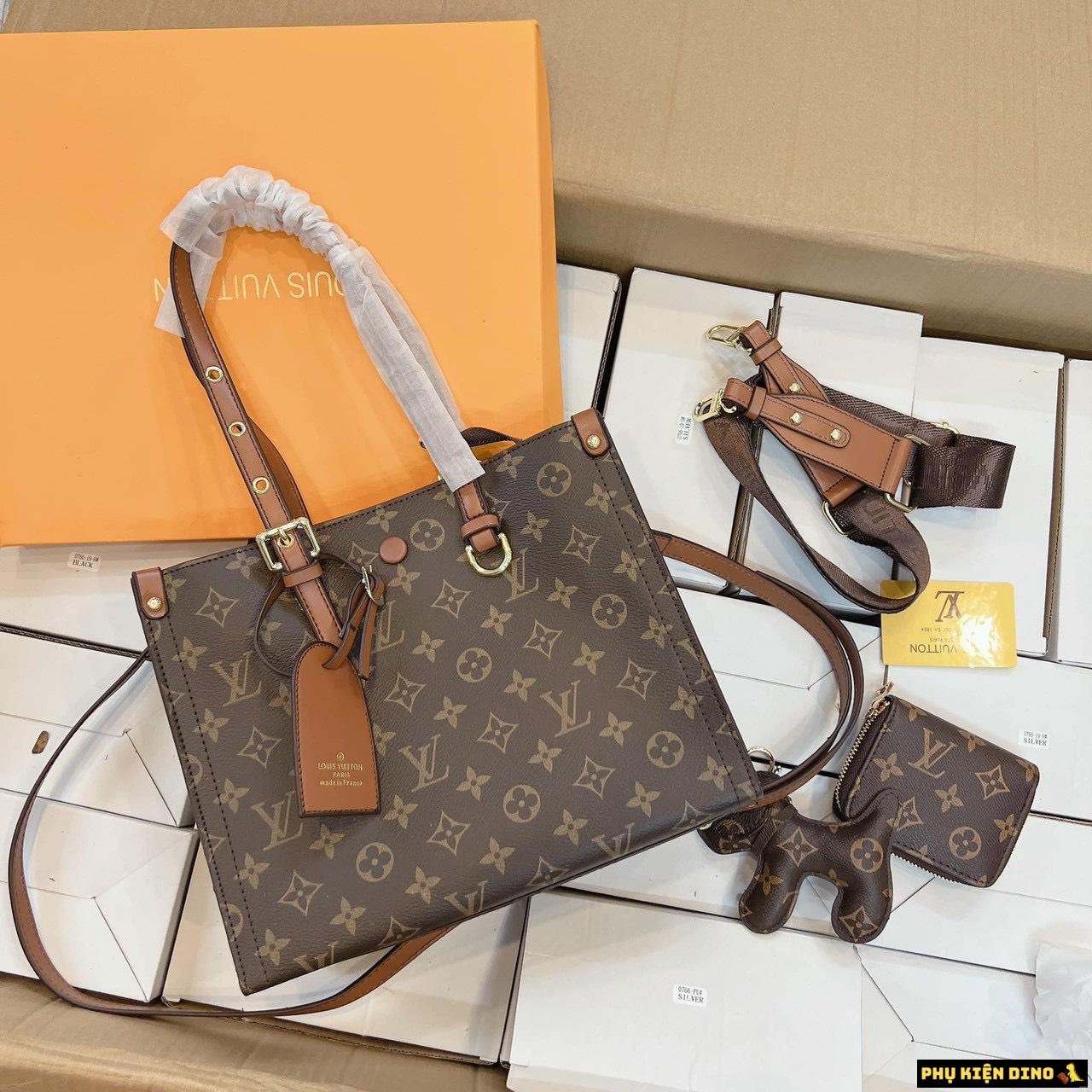 Túi Xách Nữ LV Louis Vuitton Combo Túi Ví Móc Khóa 3 Túi Xách Nữ LV Louis Vuitton Combo Túi Ví Móc Khóa Màu Nâu