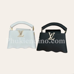 Túi Xách Nữ YSL Capucines Đáy Lượn Sóng Trắng Đen