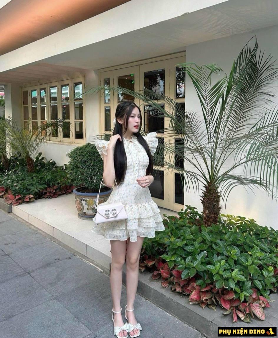 Túi Đeo Vai Nữ Self Portrait Bow Mini Nơ Đính Đá 7 Túi Xách Self Portrait Bow Detail Mini Shoulder Bag White