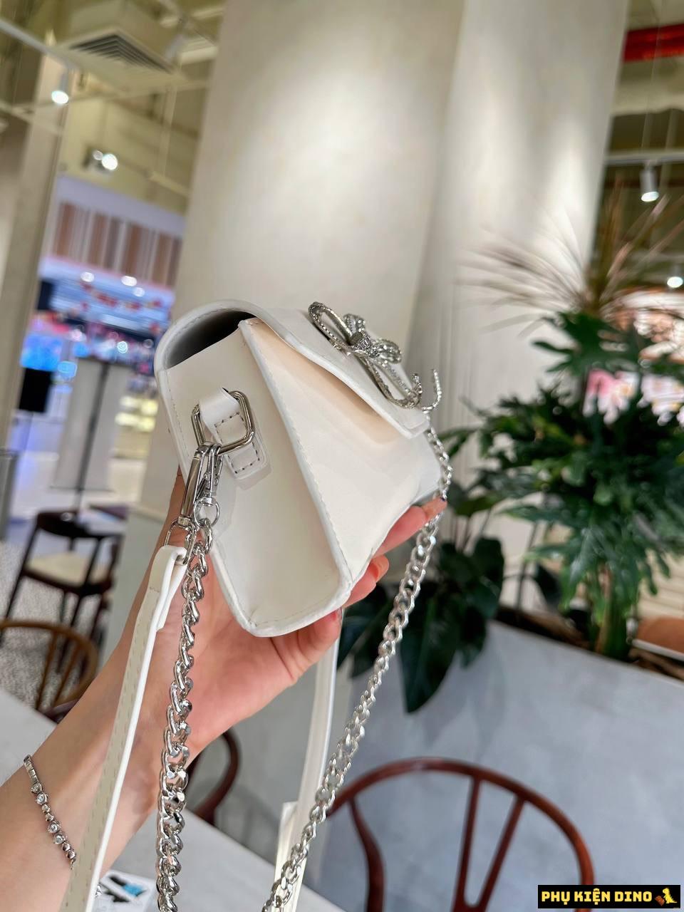 Túi Đeo Vai Nữ Self Portrait Bow Mini Nơ Đính Đá 6 Túi Xách Self Portrait Mini Màu Trắng