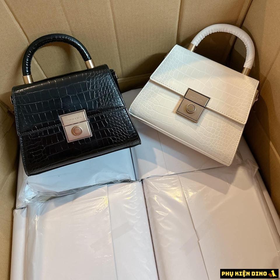 Túi Xách Tay Charles & Keith CNK Trắng Đen 7 Túi Xách Tay Charles & Keith CNK Da Rắn