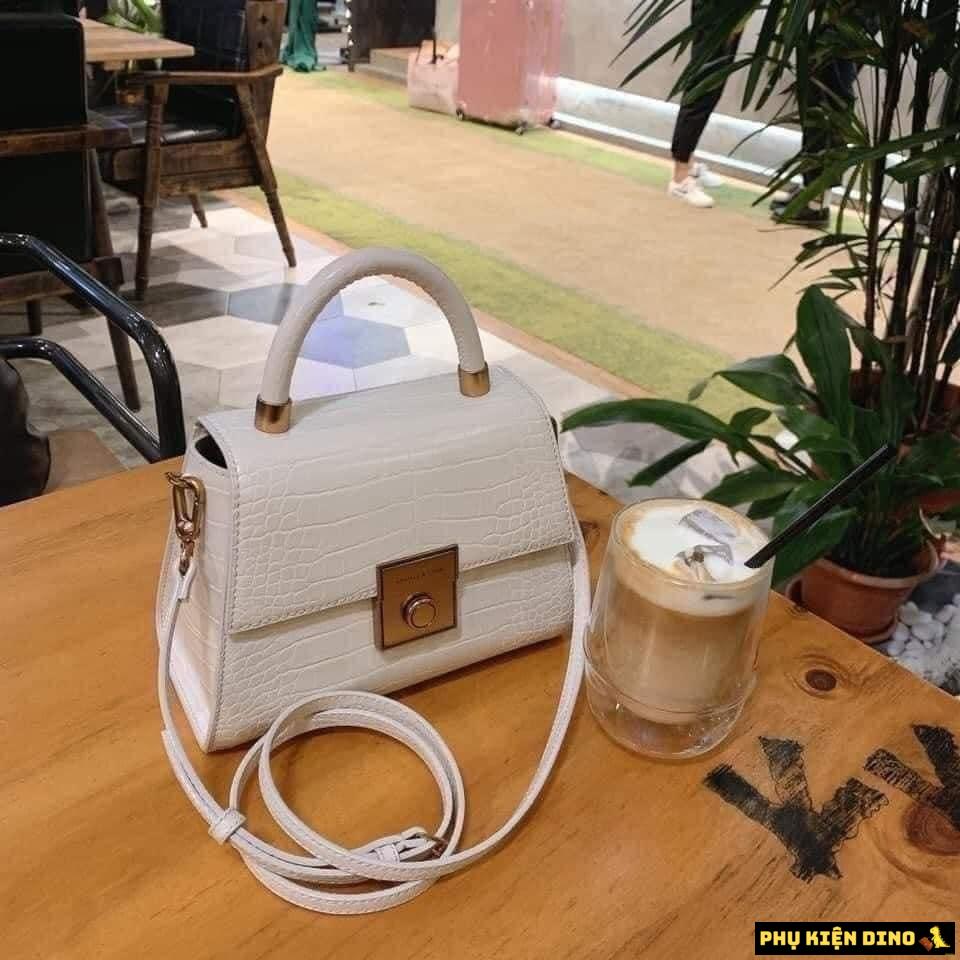 Túi Xách Tay Charles & Keith CNK Trắng Đen 3 Túi Xách Tay Charles & Keith White