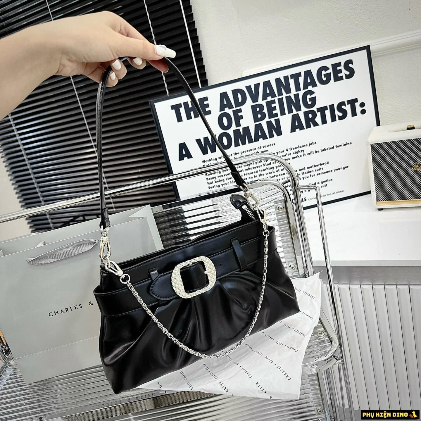 Túi Charles & Keith Avis Belted Ruched Noir Màu Đen CK2-40671571 3 Túi Xách tay CNK AVIS Belted Ruched Màu Đen