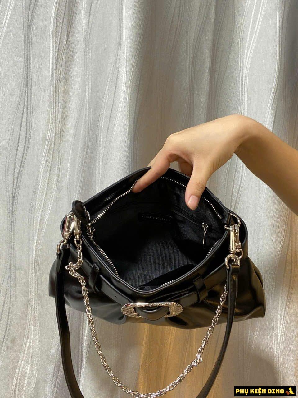 Túi Charles & Keith Avis Belted Ruched Noir Màu Đen CK2-40671571 2 Túi Xách tay CNK AVIS Màu Đen