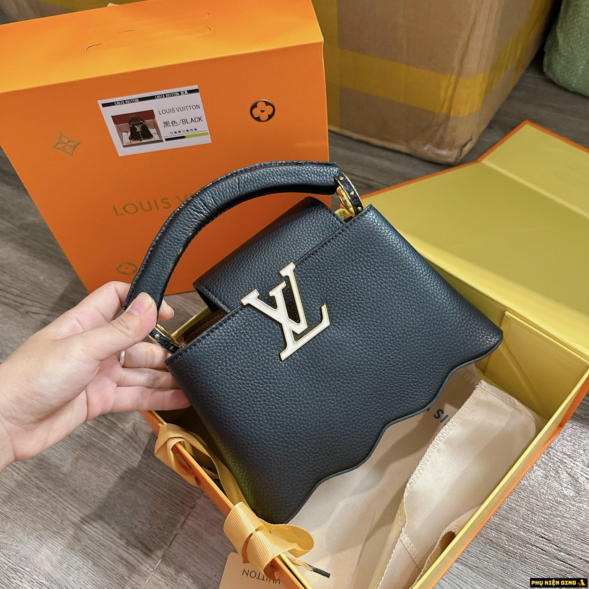 Túi Xách Nữ YSL Capucines Đáy Lượn Sóng Trắng Đen 4 Túi YSL Capucines Mini Bag Màu Đen