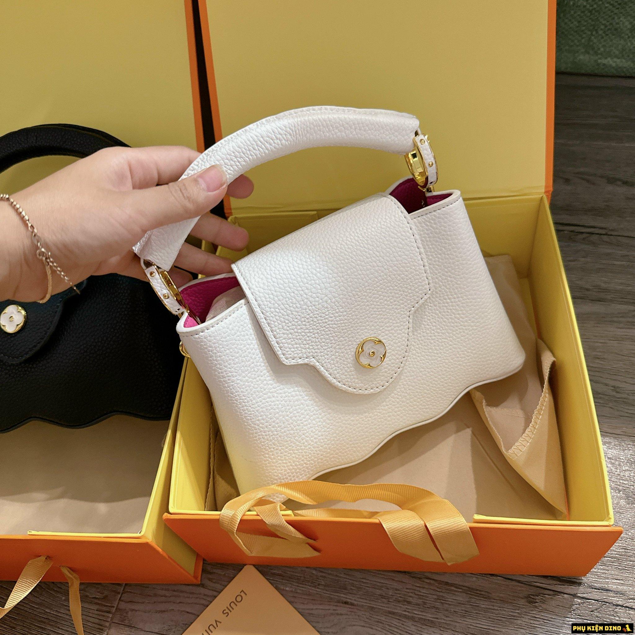 Túi Xách Nữ YSL Capucines Đáy Lượn Sóng Trắng Đen 11 Túi YSL Capucines Mini Bag Màu Trắng