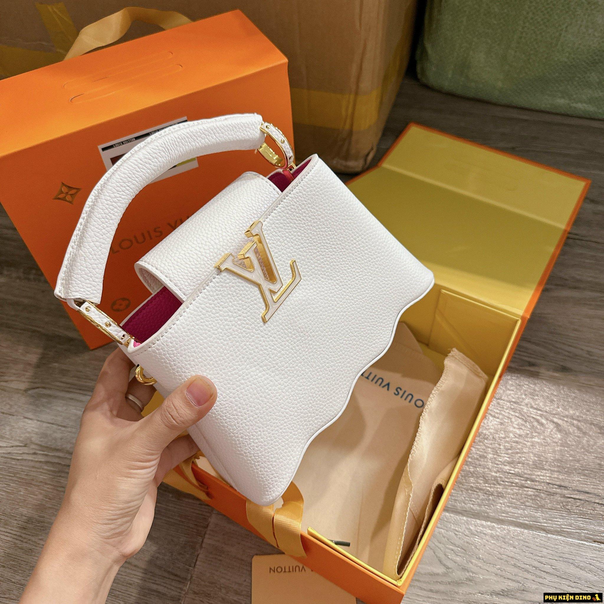 Túi Xách Nữ YSL Capucines Đáy Lượn Sóng Trắng Đen 9 Túi YSL Capucines Mini White Bag