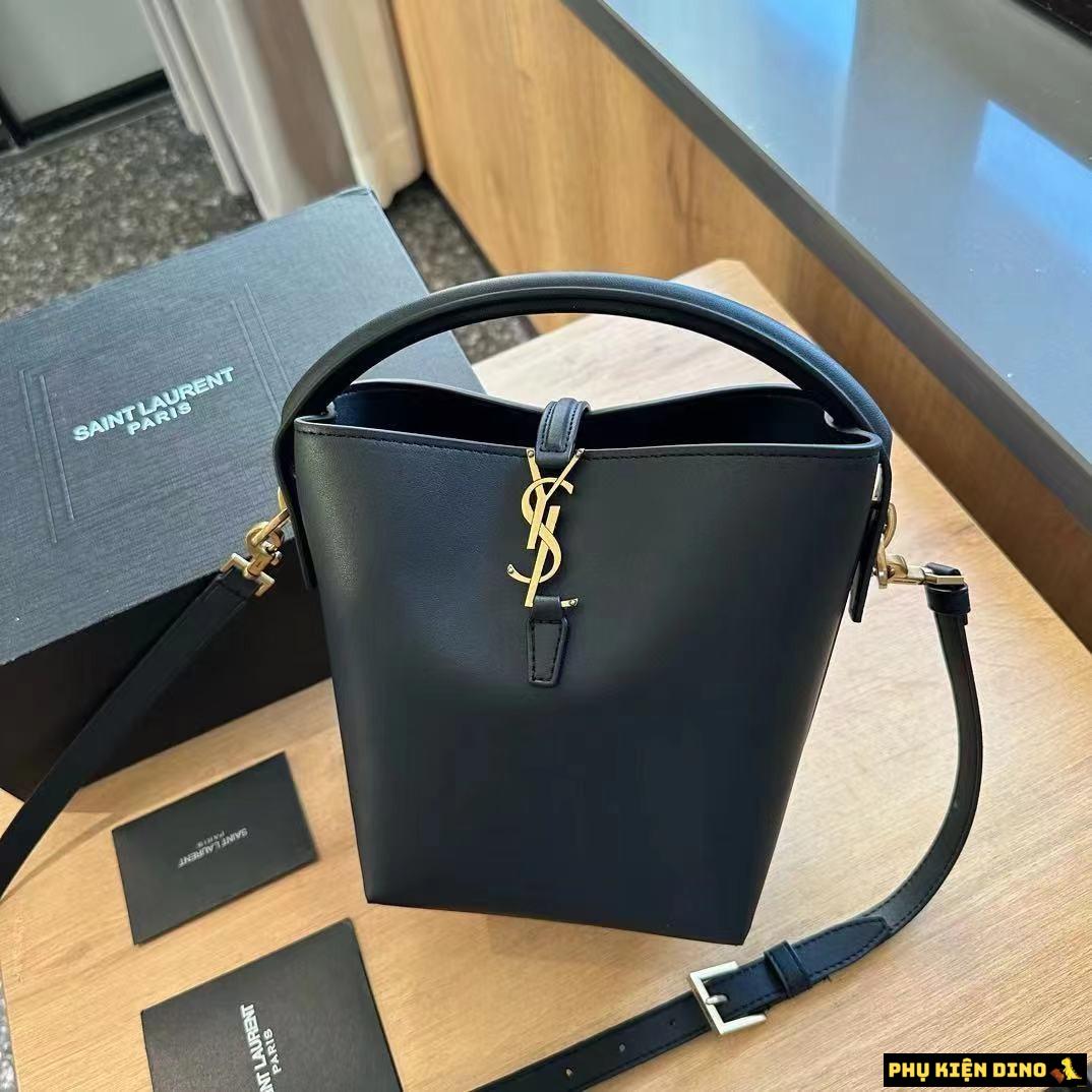 Túi Saint Laurent YSL LE 37 Leather Black Bucket Bag 2 Túi YSL LE 37 Đen Khóa Vàng
