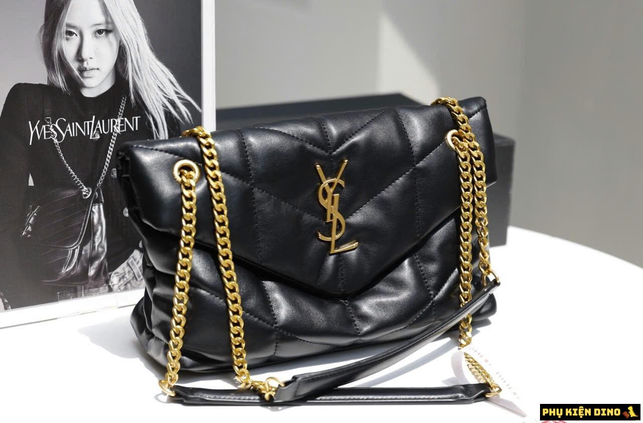 Túi YSL Saint Laurent Black Gold Puffer Toy 3 Túi YSL Puffer Medium Black Gold