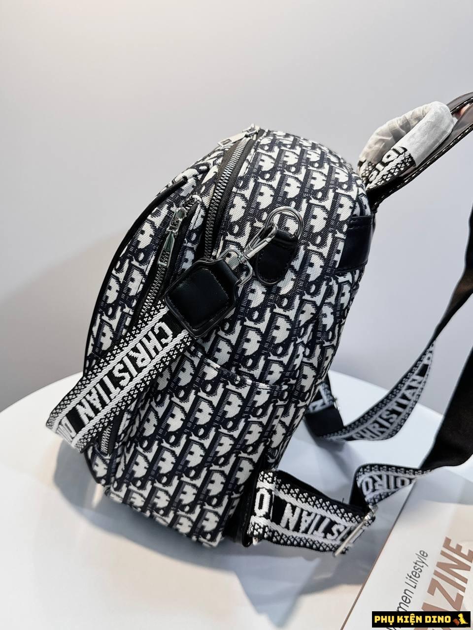 Balo Da Dior Trắng Đen Họa Tiết 4 Balo Dior Trắng Đen Da
