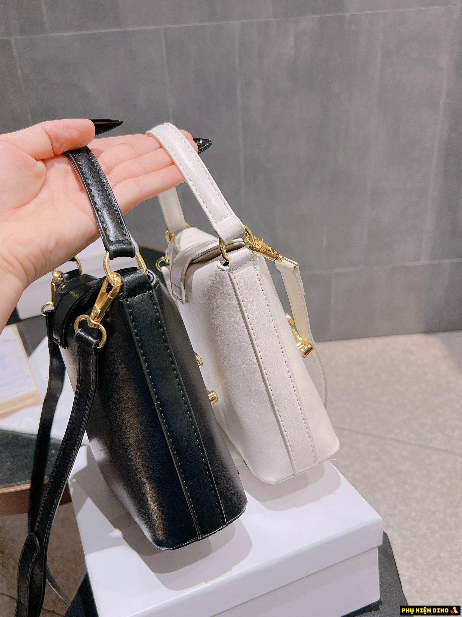 Túi Celine Triomphe Calfskinlight Stone White Black Size 17 7 Túi Celine Mini