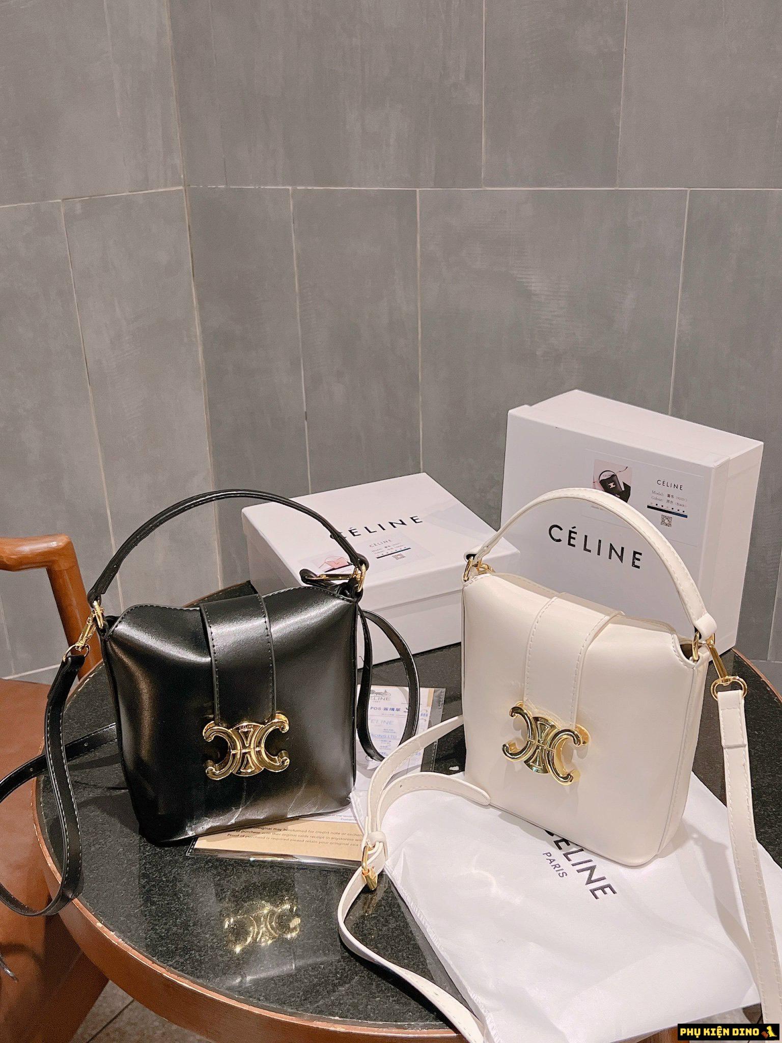 Túi Celine Triomphe Calfskinlight Stone White Black Size 17 6 Túi Celine Trắng Đen Fullbox