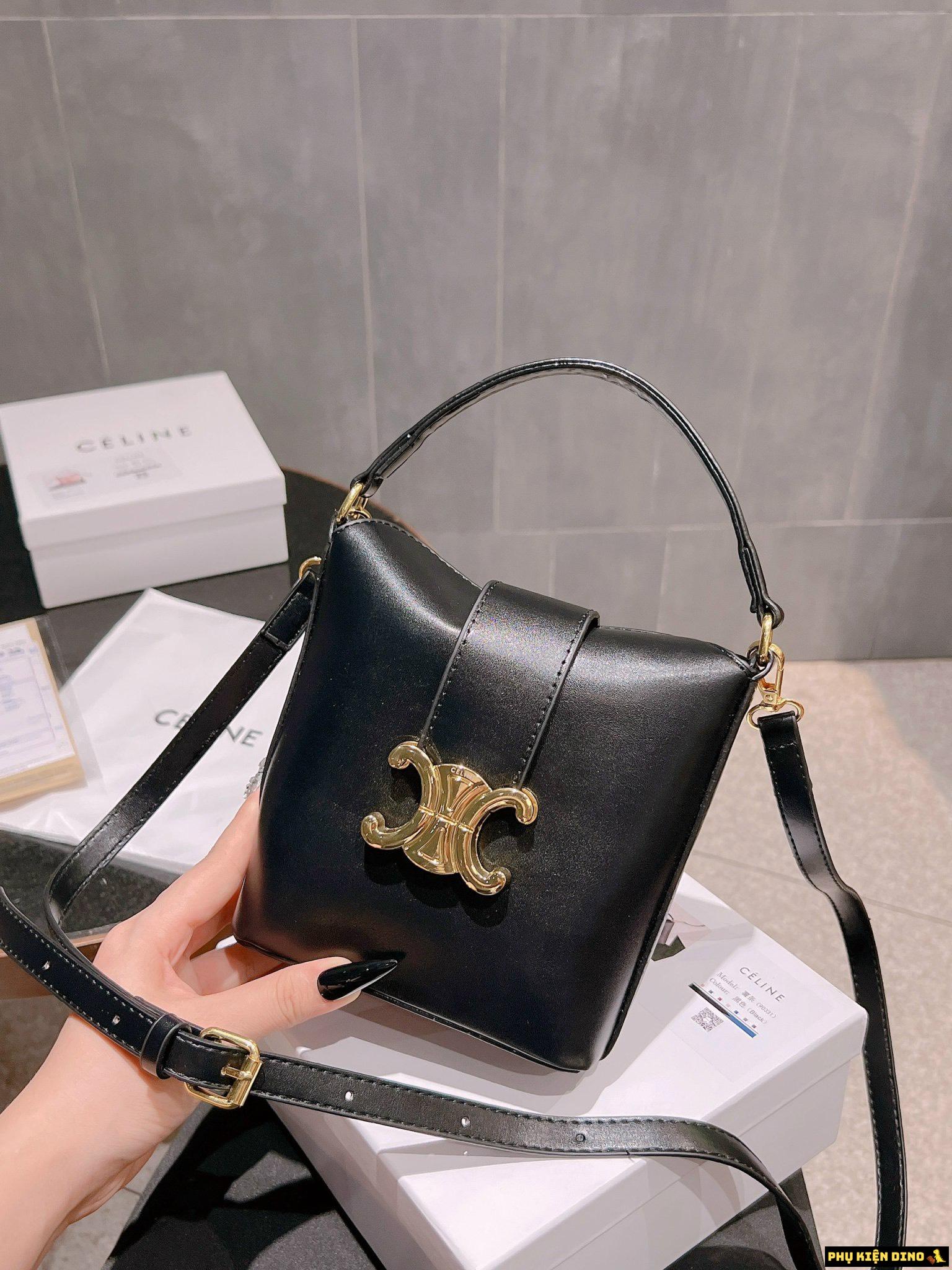 Túi Celine Triomphe Calfskinlight Stone White Black Size 17 4 Túi Celine Triomphe Calfskinlight Màu Đen
