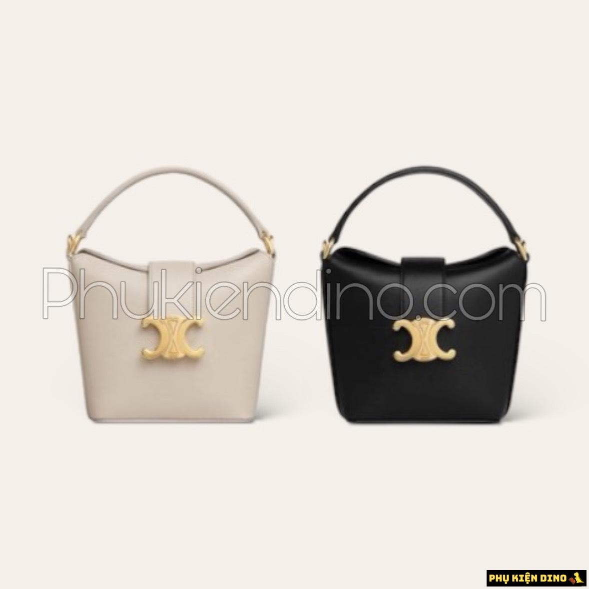 Túi Celine Triomphe Calfskinlight Stone White Black Size 17 1 Túi Celine Triomphe Calfskinlight Stone White Black Size 17