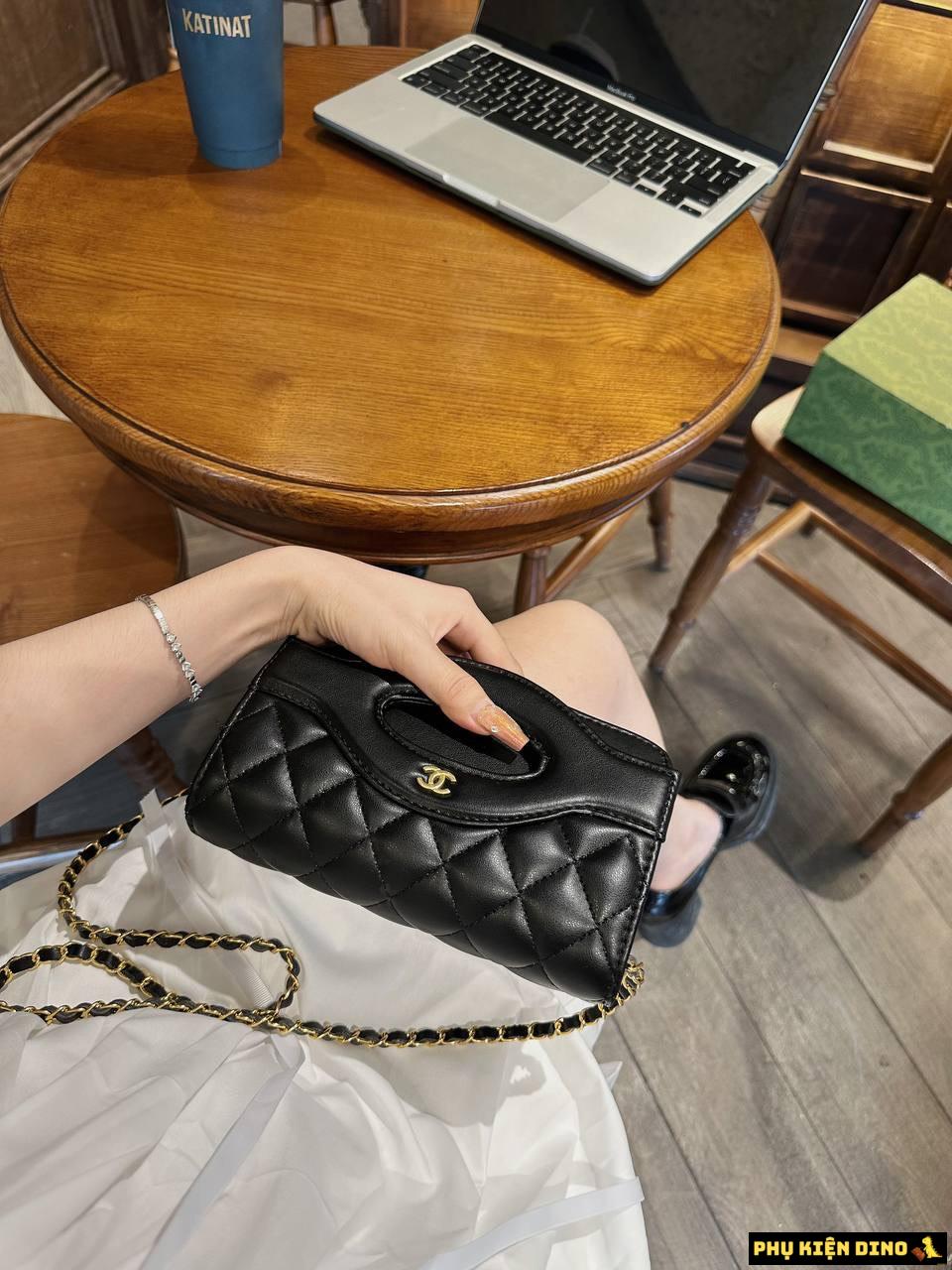 Túi Chanel Katun Black White Trắng Đen Size 20 6 Túi Chanel Katun Black