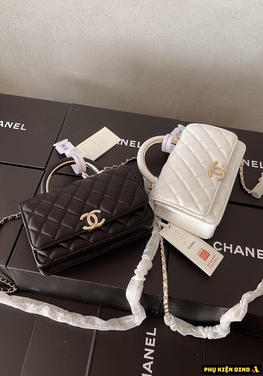 Túi Chanel Quai Kiềng 2 Màu Trắng Đen Fullbox Nam Châm 1 Túi Chanel Quai Kiềng 2 Màu Trắng Đen Fullbox