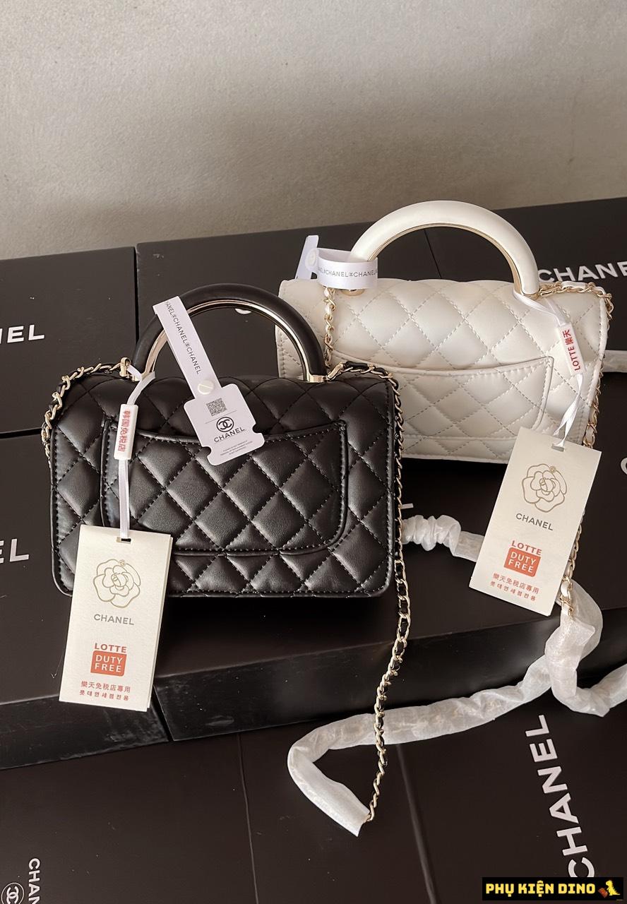 Túi Chanel Quai Kiềng 2 Màu Trắng Đen Mặt Sau