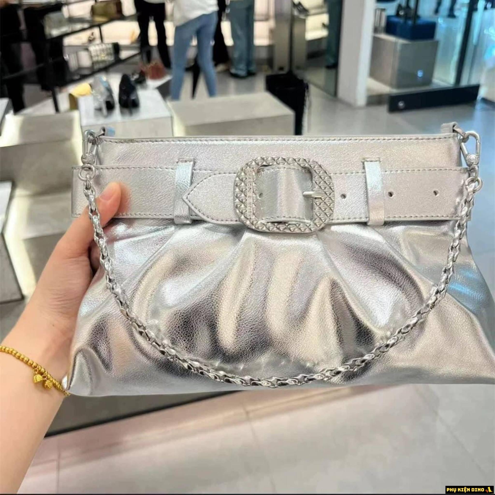 Túi Charles & Keith CNK Avis Belted Ruched Noir Màu Kem Bạc 11 Túi Charles & Keith CNK Avis Belted Ruched Noir Grey Silver