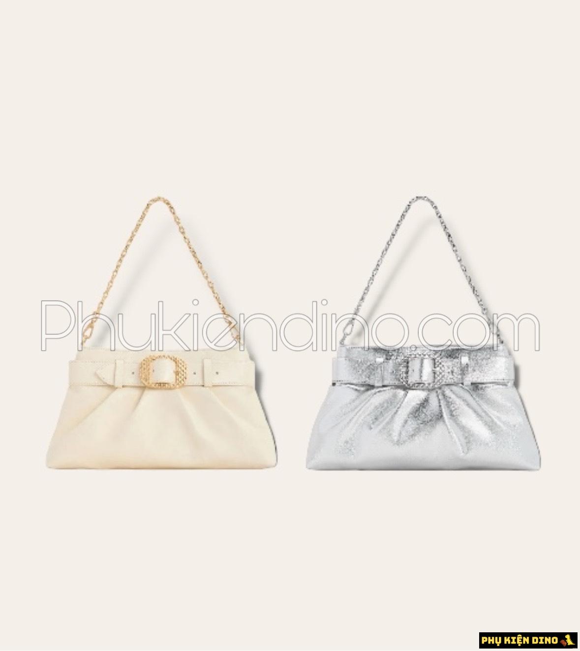 Túi Charles & Keith CNK Avis Belted Ruched Noir Màu Kem Bạc 1 Túi Charles & Keith CNK Avis Belted Ruched Noir Màu Kem Bạc