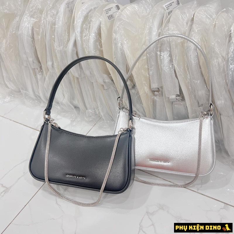 Túi Đeo Vai Nữ Charles & Keith CNK Curved Shoulder Bag Noir CK2-80151362-A 12 Túi Charles & Keith CNK Curved Noir Bạc