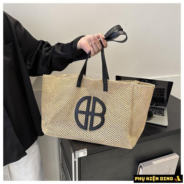 Túi Cói Size To Vintage Màu Nâu Đen Kèm Ví Nhỏ 13 Túi Cối Đi Biển Vintage