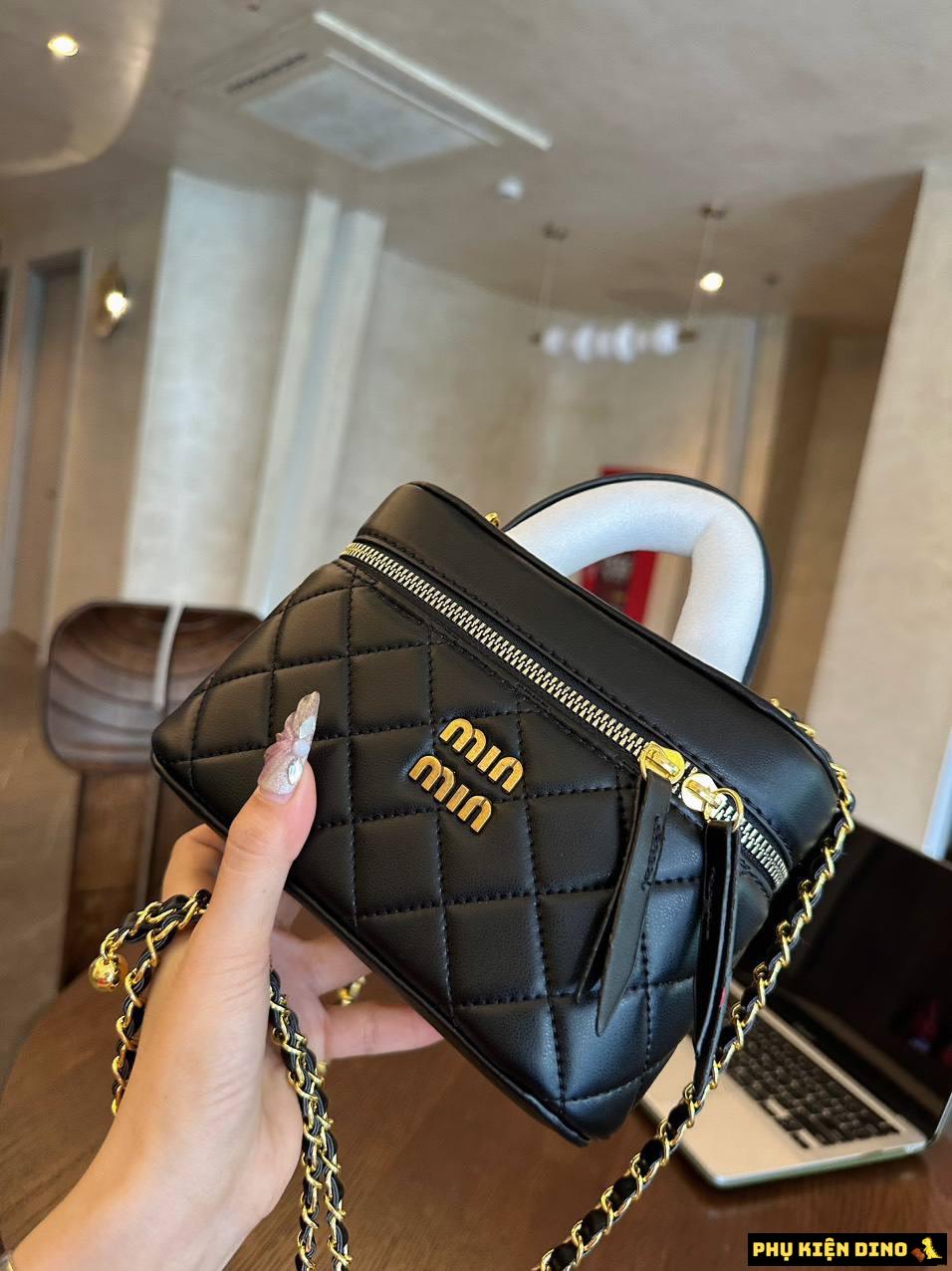 Túi Cốp Trống Miu Miu 2 Màu Đen Trắng Size 20 11 Túi Cốp Miu Miu Black màu Đen
