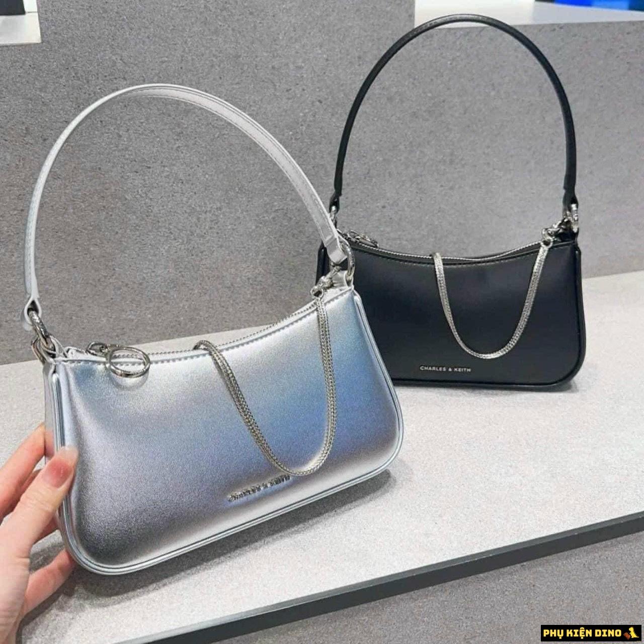 Túi Đeo Vai Nữ Charles & Keith CNK Curved Shoulder Bag Noir CK2-80151362-A 6 Túi Đeo Vai Nữ Charles & Keith CNK Curved Shoulder Bag Noir Đem xám