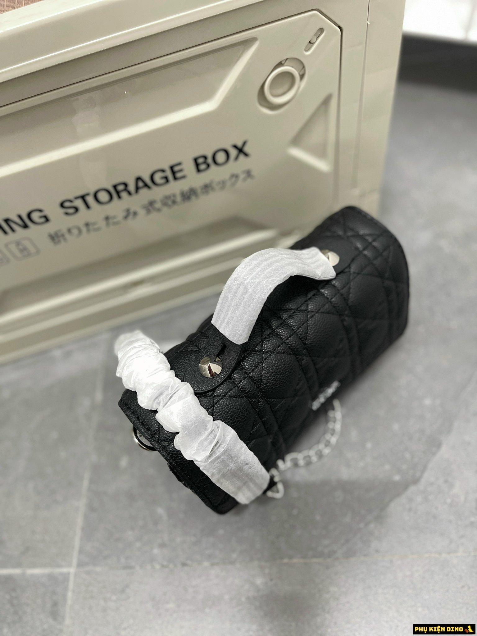 Túi Dior Cầm Tay Da Nhám Màu Đen 12 Túi Dior Black Handbag