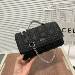 Túi Dior Cầm Tay Da Nhám Màu Đen