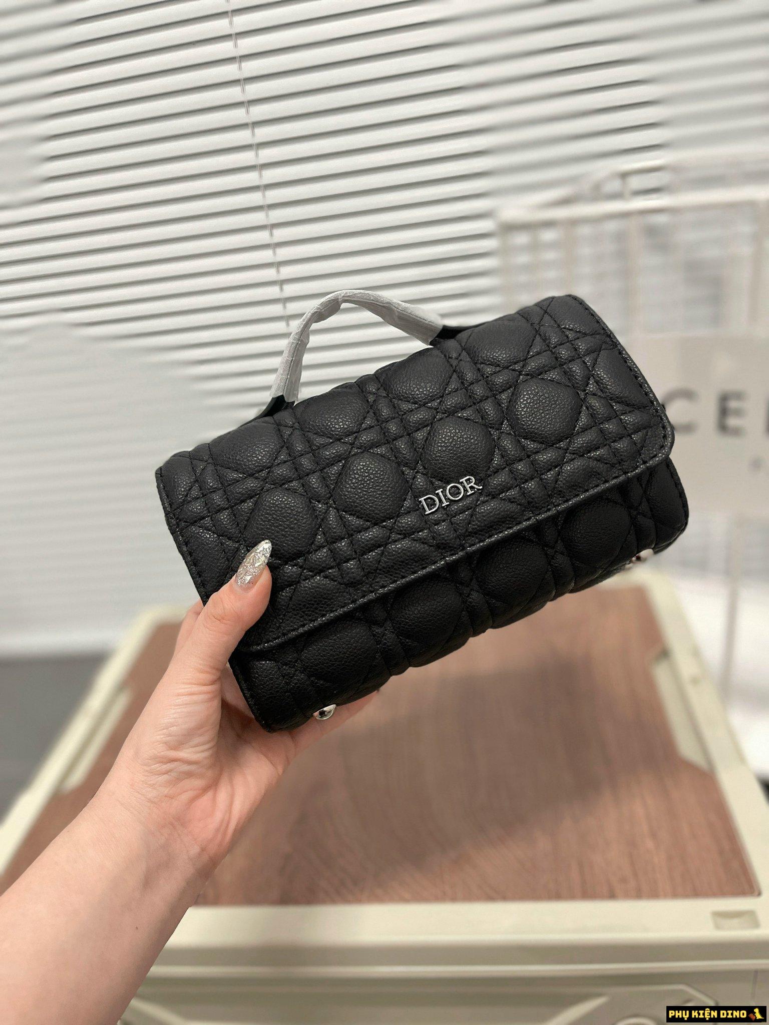 Túi Dior Cầm Tay Da Nhám Màu Đen 5 Túi Dior Màu Đen