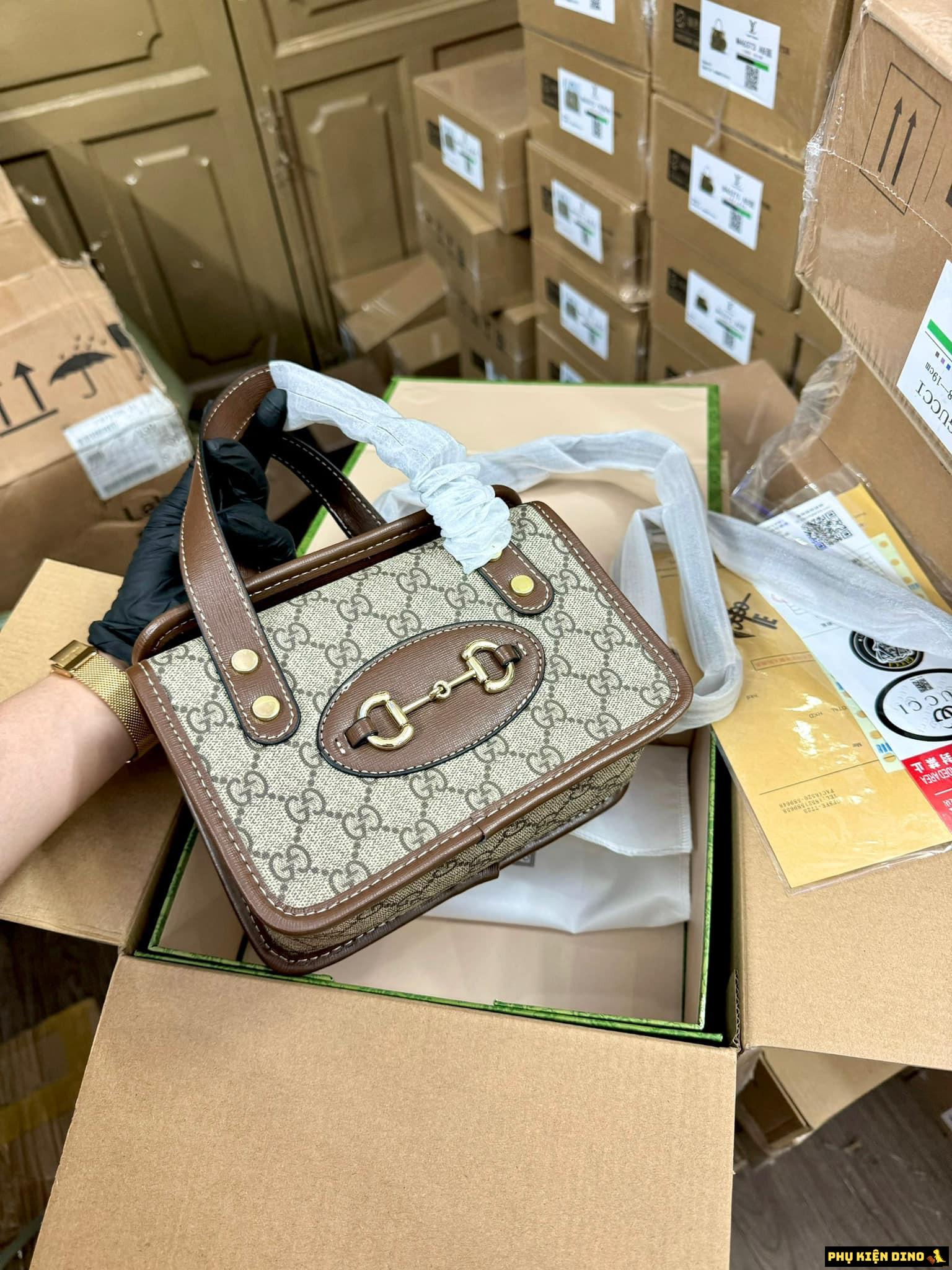 Túi Gucci Horsebit 1955 Beige Brown 3 Túi Gucci Dáng Vuông Màu Nâu
