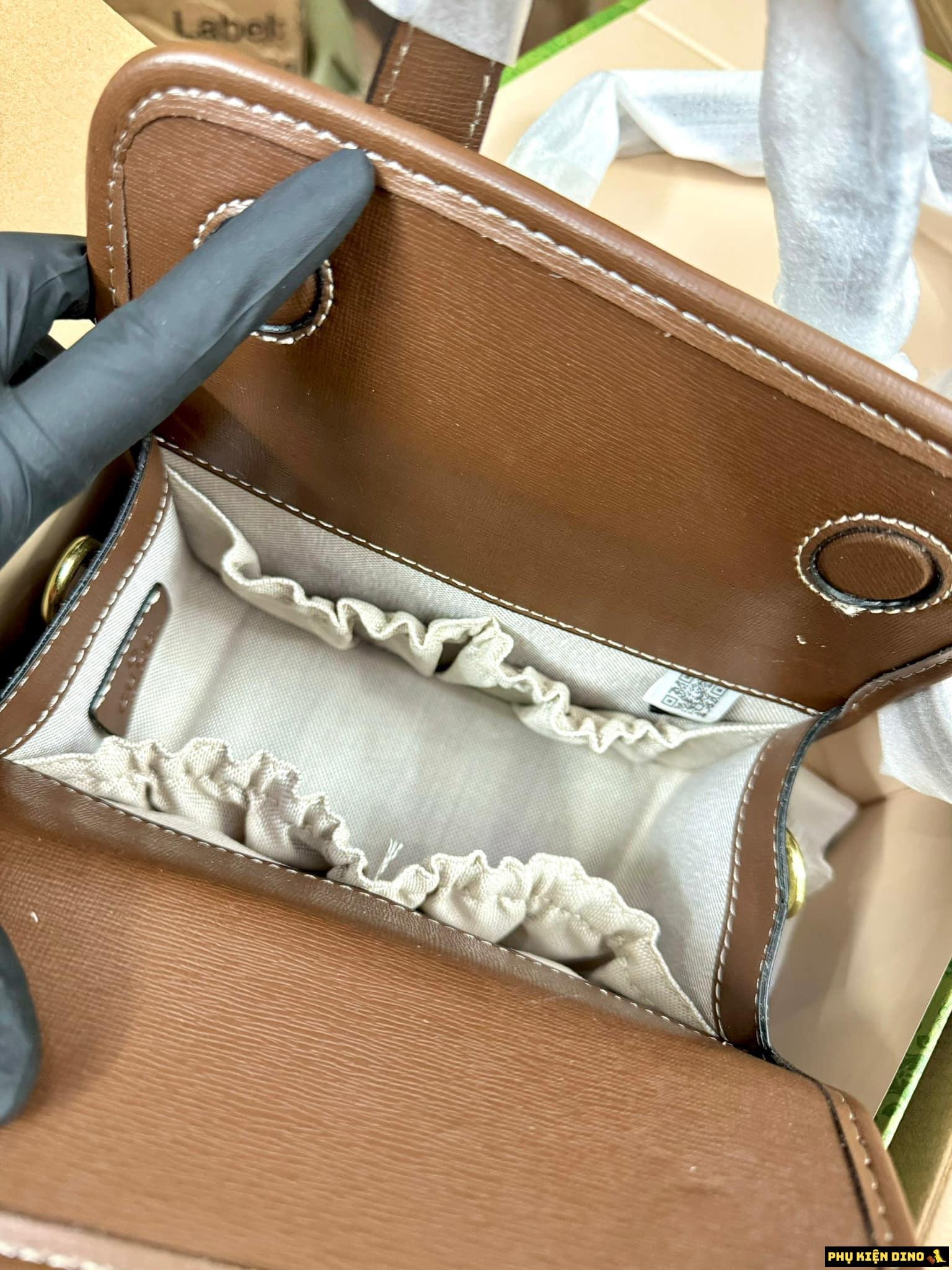 Túi Gucci Horsebit 1955 Beige Brown 5 Túi Gucci Horsebit 1955 Dáng Vuông Màu Nâu