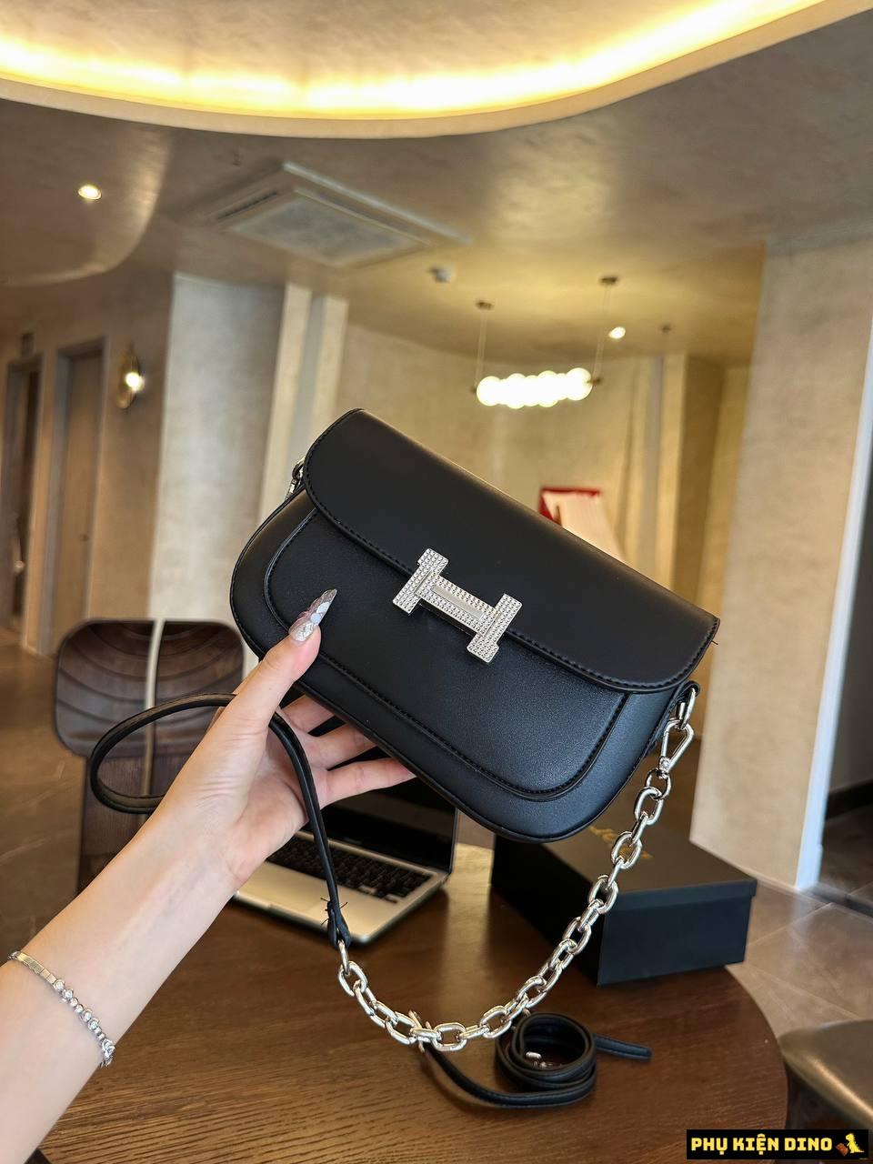 Túi Nữ Quảng Châu Hermes Chữ H Màu Đen Nâu Size 22 1 Túi Hermes Black Size 22