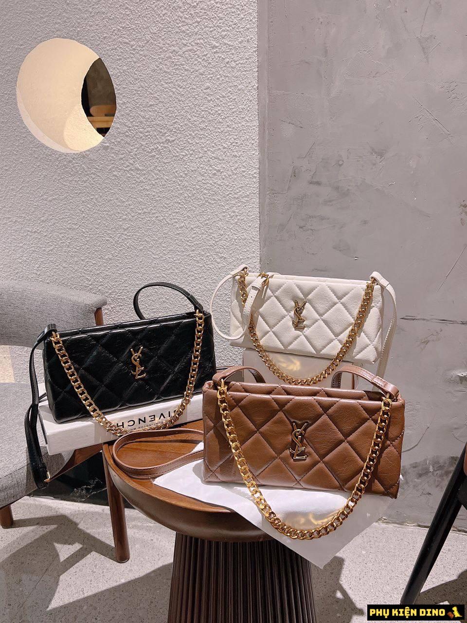 Túi Kẹp Nách Saint Laurent YSL 3 Màu Đen Trắng Nâu Size 25 1 Túi Kẹp Nách Saint Laurent YSL 3 Màu Đen Trắng Nâu Size 25