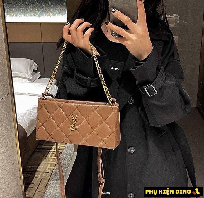 Túi Kẹp Nách Saint Laurent YSL 3 Màu Đen Trắng Nâu Size 25 10 Túi Kẹp Nách Saint Laurent YSL Màu Nâu Bò Size 25