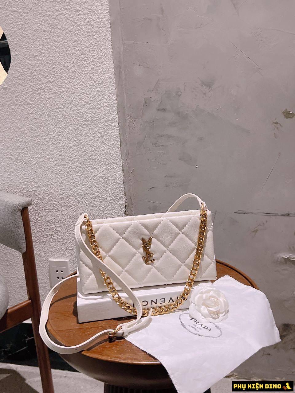 Túi Kẹp Nách Saint Laurent YSL 3 Màu Đen Trắng Nâu Size 25 8 Túi Kẹp Nách Saint Laurent YSL Màu Trắng Size 25