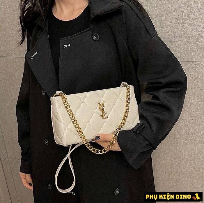 Túi Kẹp Nách Saint Laurent YSL 3 Màu Đen Trắng Nâu Size 25 6 Túi Kẹp Nách Saint Laurent YSL White Size 25