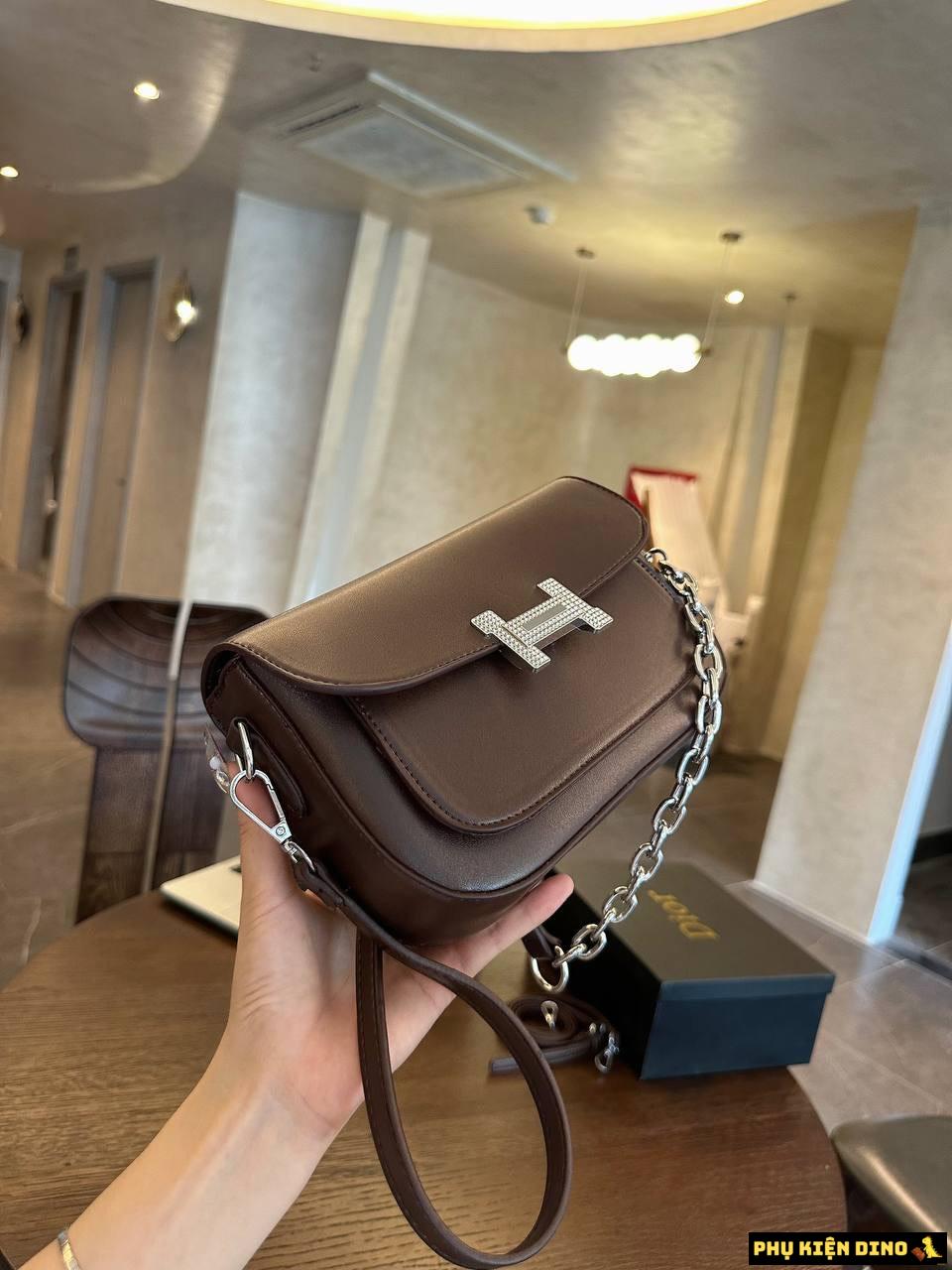 Túi Nữ Quảng Châu Hermes Chữ H Màu Đen Nâu Size 22 2 Túi Nữ Quảng Châu Hermes Chữ H Màu Nâu