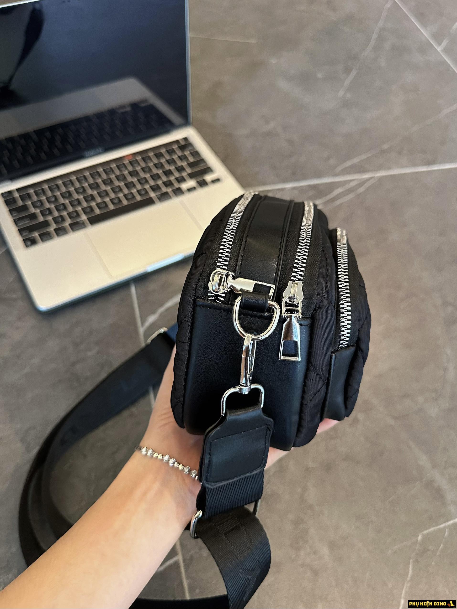 Túi Prada 3 Ngăn Ô Trám Dù Màu Hồng Đen 4 Túi Prada Small Crossbody Bags