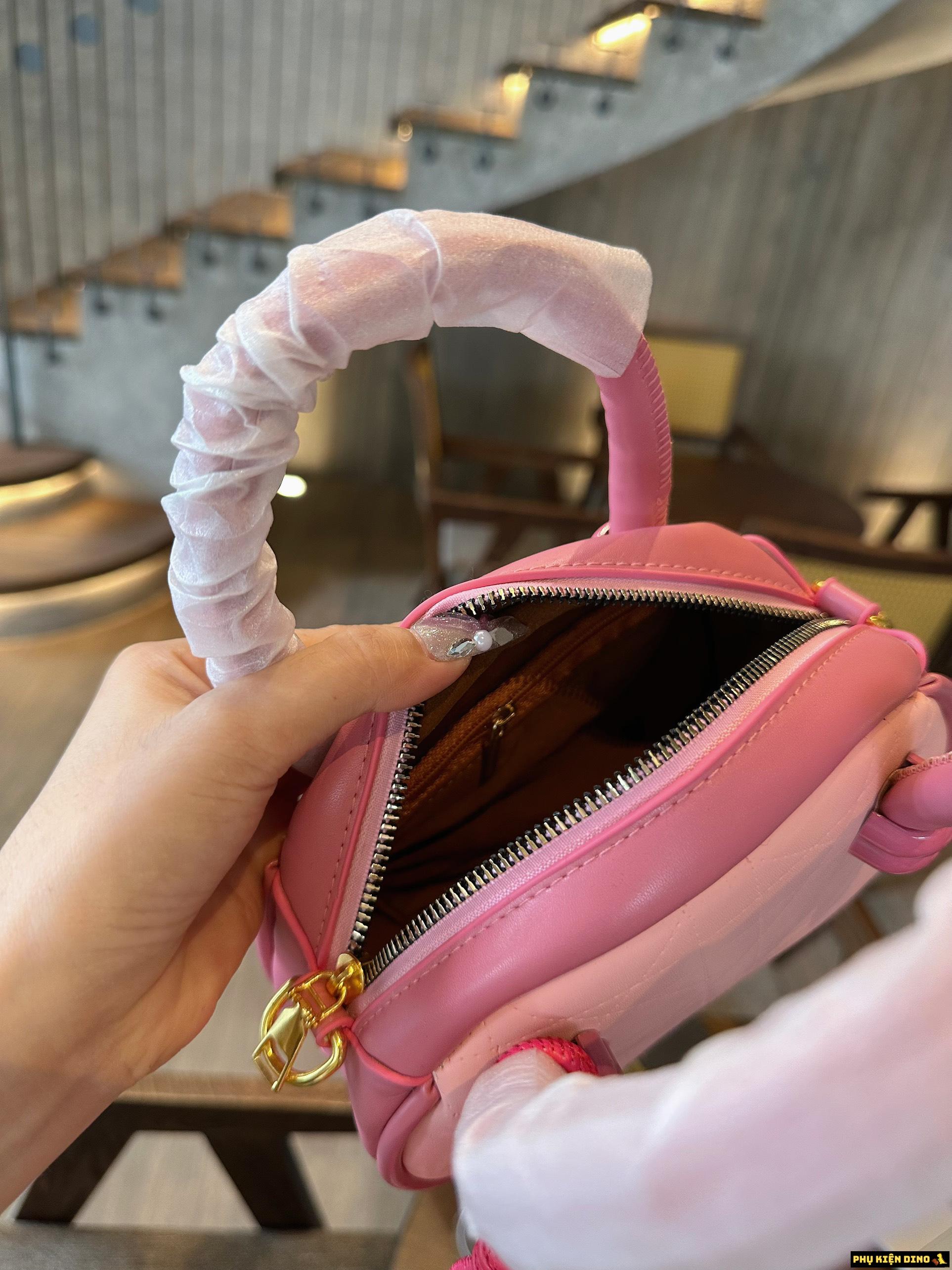 Túi Trống Quảng Châu Kèm Quả Cầu 3 Màu Đen Nâu Hồng 10 Túi Quảng Châu Form Tròn Bầu Màu Hồng