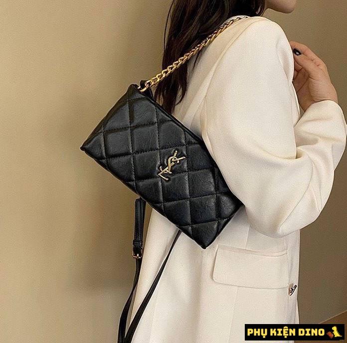 Túi Kẹp Nách Saint Laurent YSL 3 Màu Đen Trắng Nâu Size 25 4 Túi Saint Laurent YSL Black Size 25