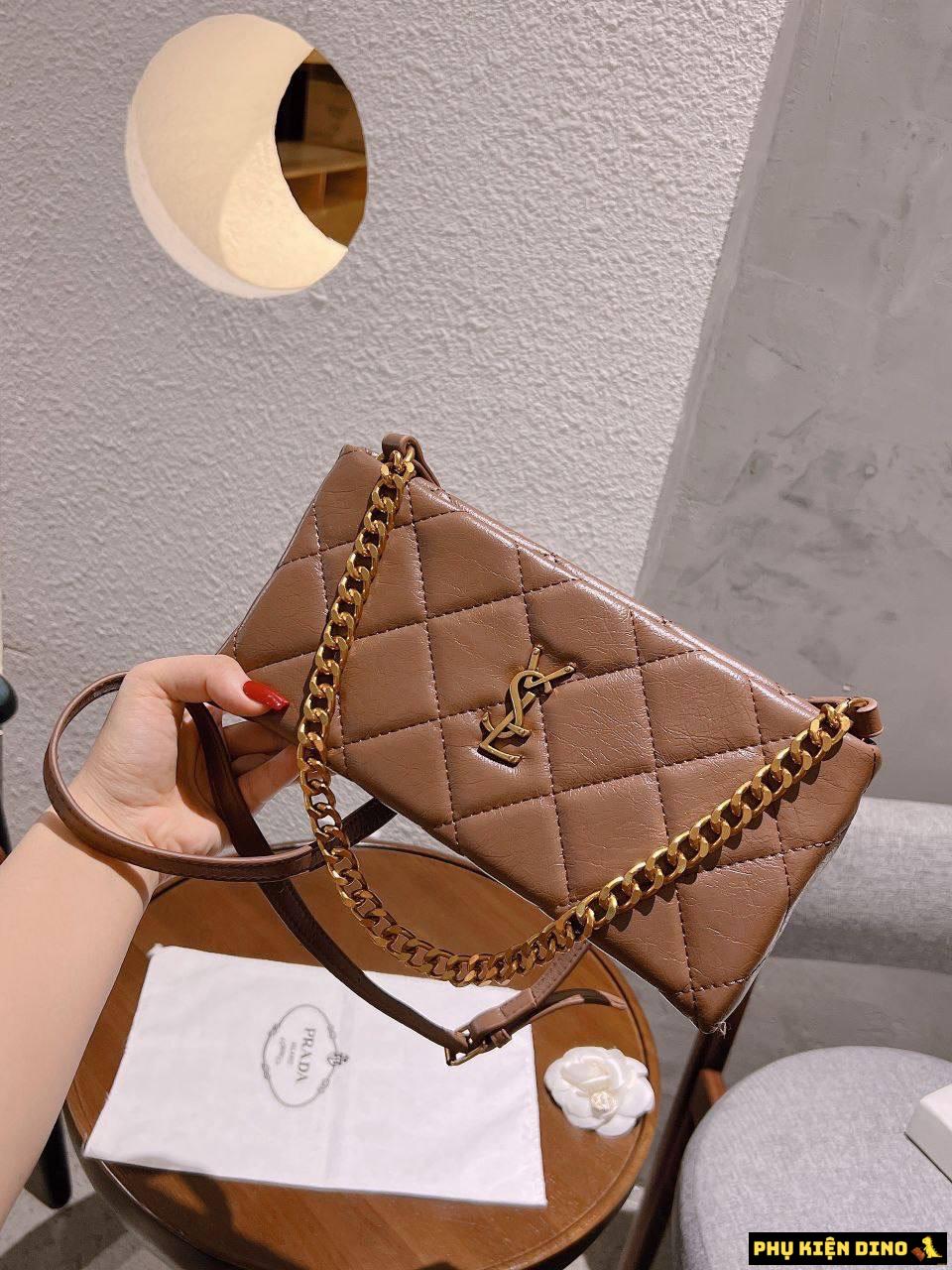 Túi Kẹp Nách Saint Laurent YSL 3 Màu Đen Trắng Nâu Size 25 2 Túi Saint Laurent YSL Màu Nâu