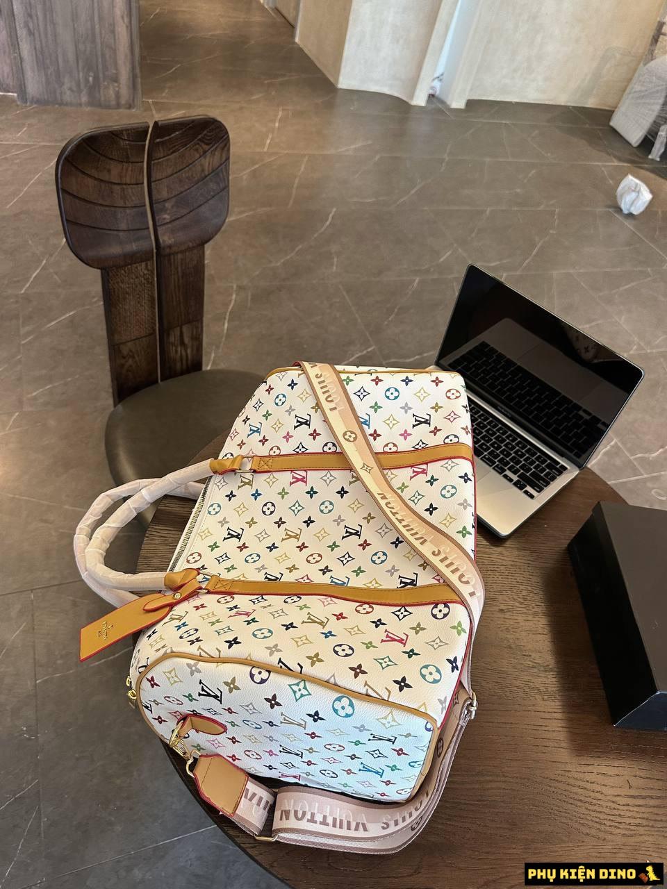 Túi Trống Louis Vuitton LV Monogram Vanilla Brown Size 50 M25233 8 Túi Trống Du lịch Louis Vuitton LV Monogram Vanilla Trắng Nâ