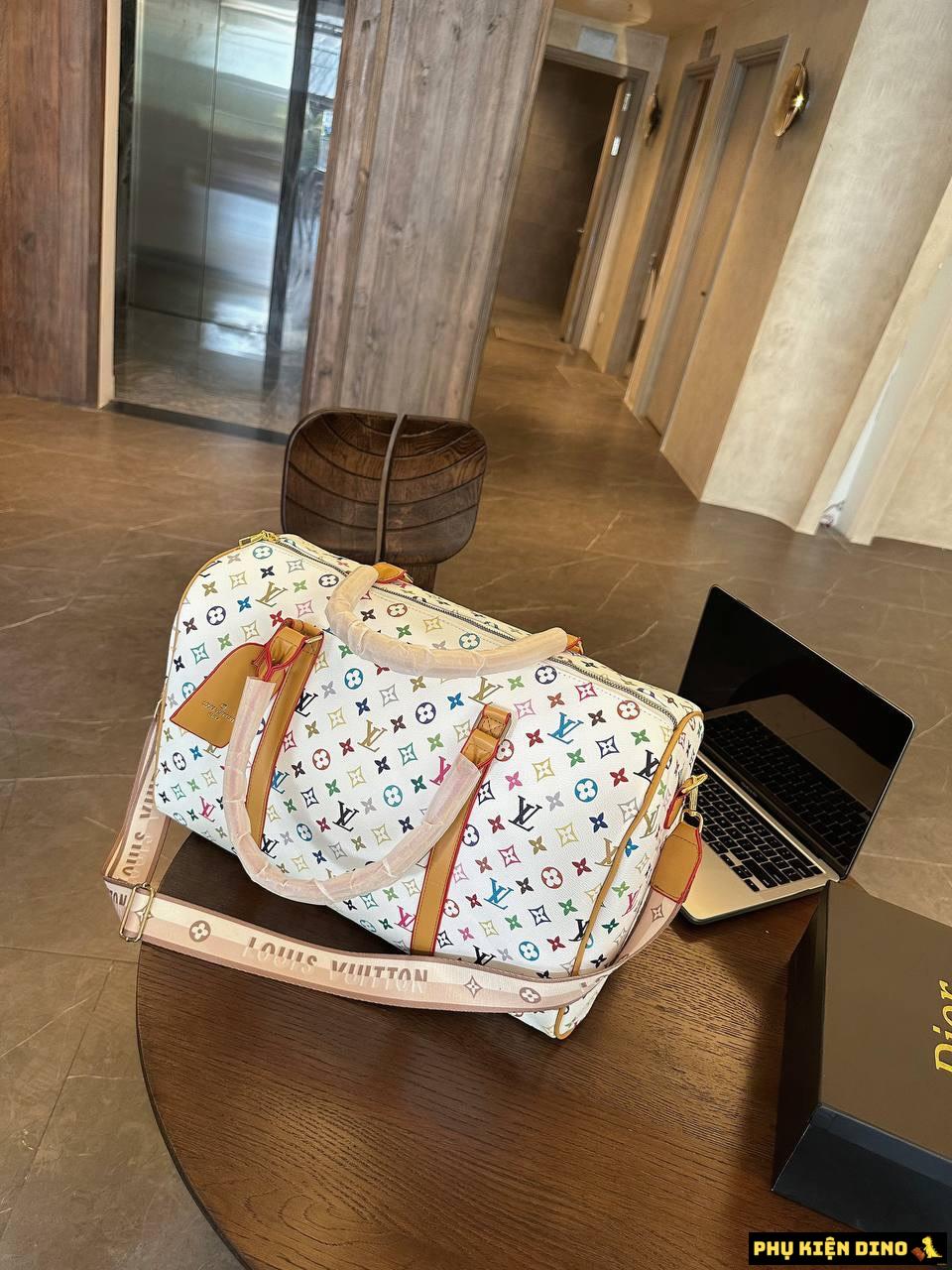 Túi Trống Louis Vuitton LV Monogram Vanilla Brown Size 50 M25233 6 Túi Trống Du lịch Louis Vuitton LV Trắng Nâu Size 50