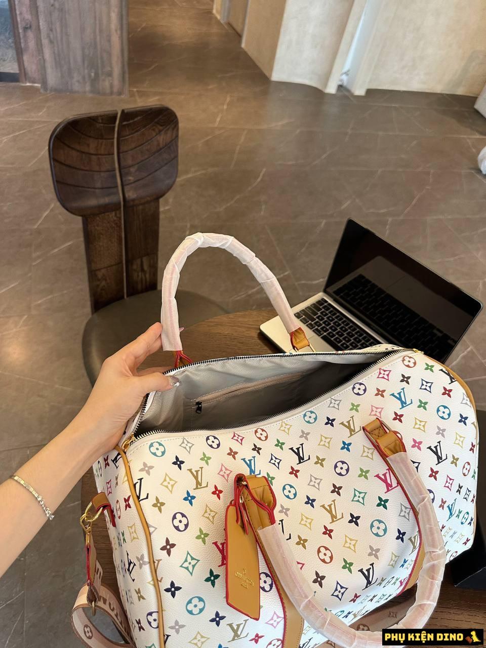 Túi Trống Louis Vuitton LV Monogram Vanilla Brown Size 50 M25233 4 Túi Trống Du lịch Size 50 Louis Vuitton LV Monogram
