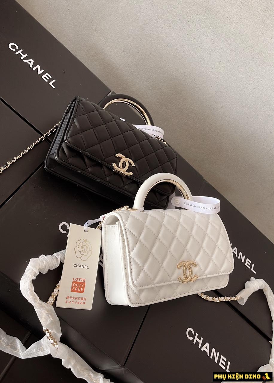 Túi Chanel Quai Kiềng 2 Màu Trắng Đen Fullbox Nam Châm 4 Túi Xách Tay Chanel Quai Kiềng Hàng Cao Cấp