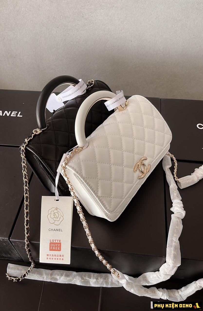 Túi Chanel Quai Kiềng 2 Màu Trắng Đen Fullbox Nam Châm 3 Túi Xách Tay Chanel Quai Kiềng