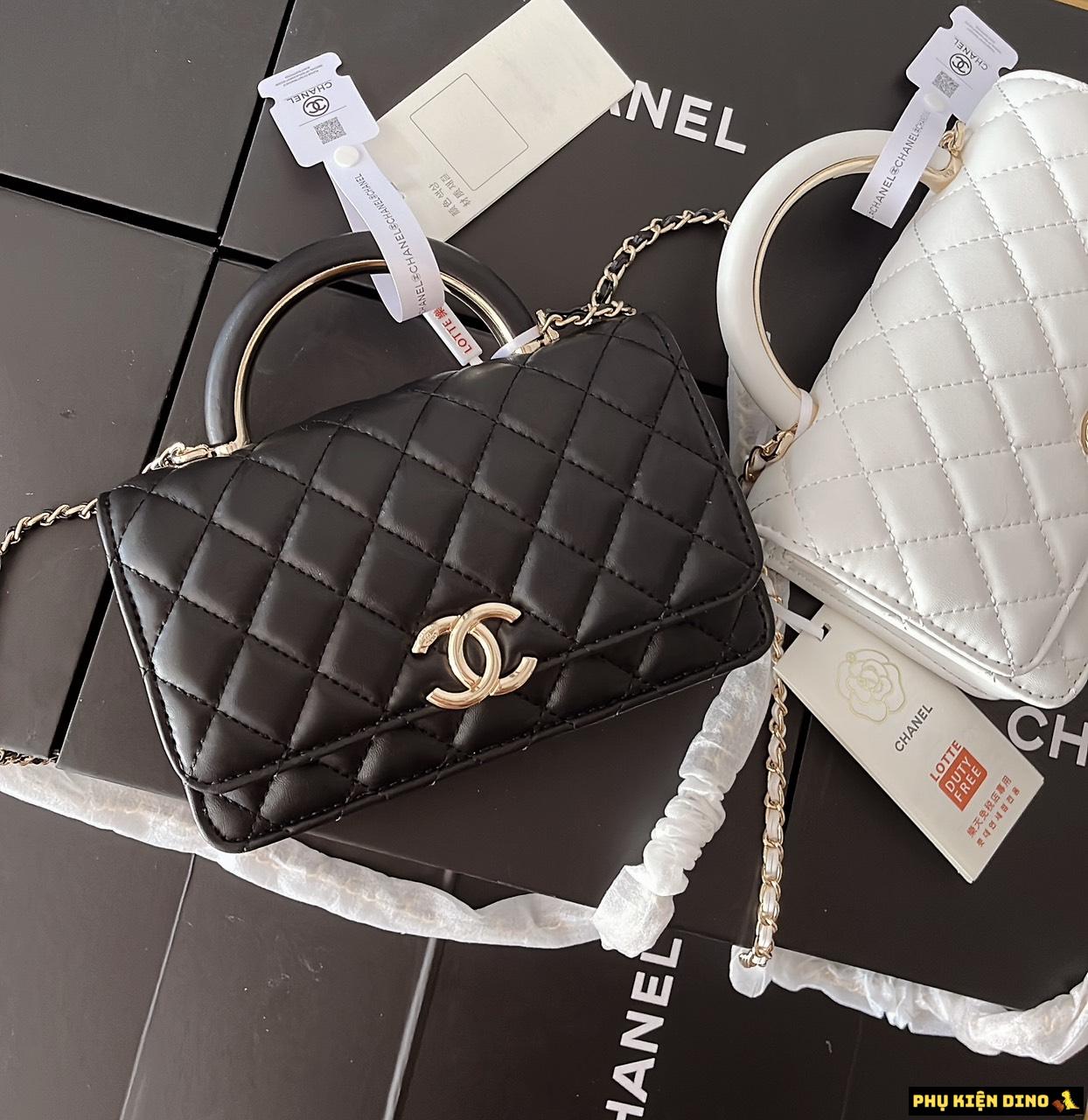 Túi Chanel Quai Kiềng 2 Màu Trắng Đen Fullbox Nam Châm 2 Túi Xách Tay Chanel