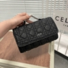 Túi Dior Cầm Tay Da Nhám Màu Đen 13 Túi xách Tay Dior Xích Trắng