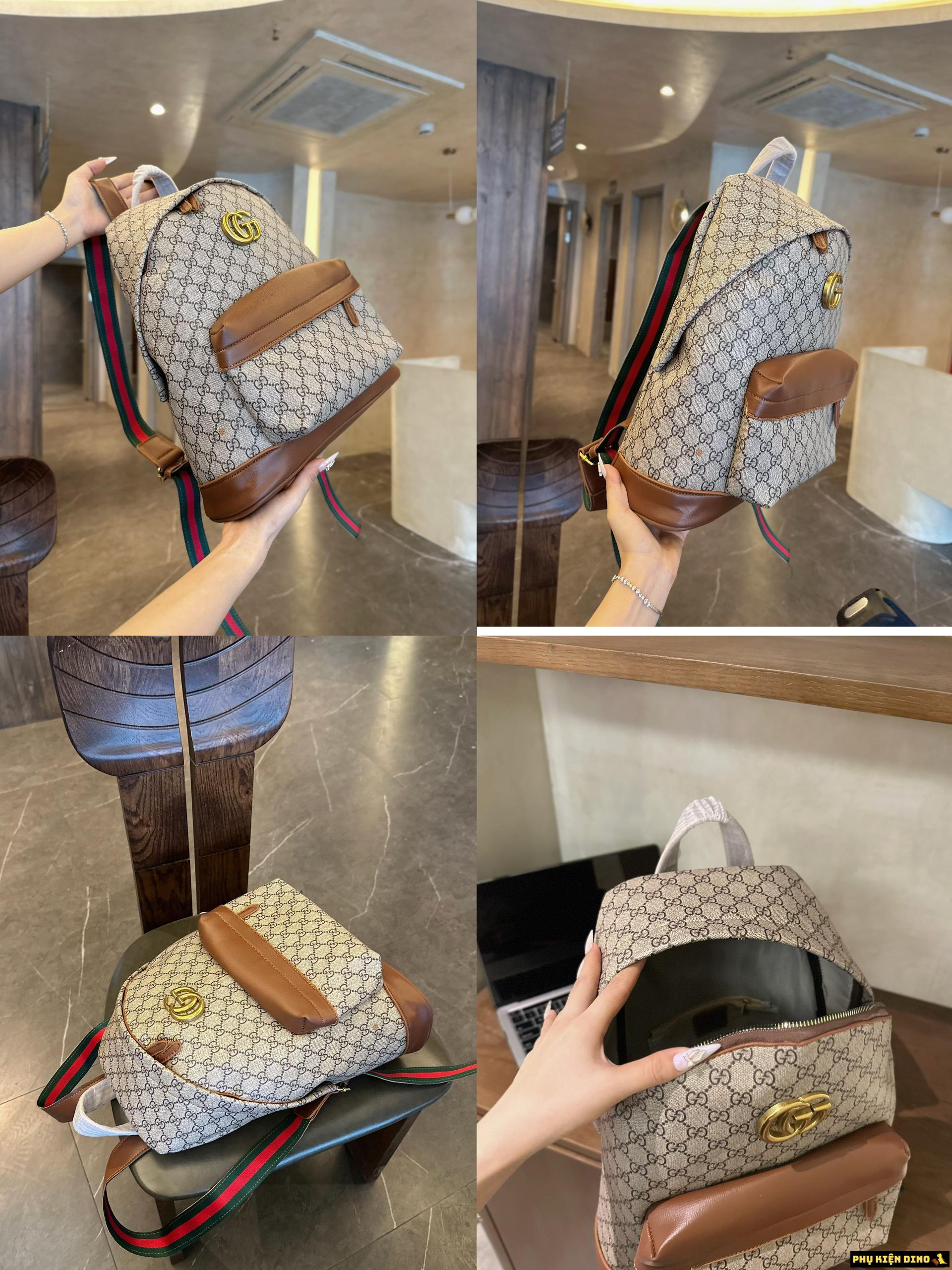 Balo Gucci Brown Màu Nâu Size 41 Có Khóa Kéo 1 balo gucci brown mau nau size 41 co khoa keo